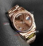 Noob Factory Rolex Day Date 40 Rose Gold Brown Roman Gain Weight Replica Watch